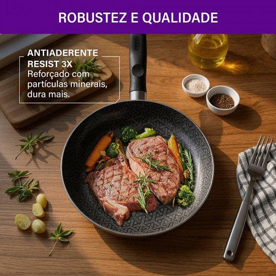 Frigideira 30cm 3,3 Litros Rochedo Robusta Grafite Antiaderente